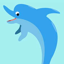 Shiny Dolphin character logo representing playful game branding and mascot identity