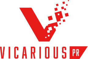Vicarious PR company branding logo representing public relations and marketing services