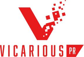 Vicarious PR company branding logo representing public relations and marketing services